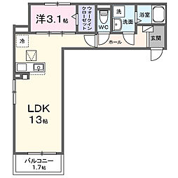 グランヒルズ富士見町 1LDKの間取図画像