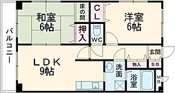 エランドール 2LDKの間取図画像