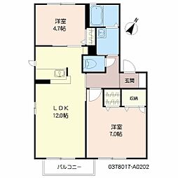 メゾン・ファミーユA 2LDKの間取図画像