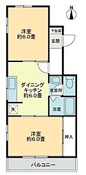 シャンボール福岡 2DKの間取図画像