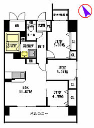 シャーメゾングランドソレイユ門司 3LDKの間取図画像