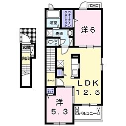 オルテンシア1 2LDKの間取図画像
