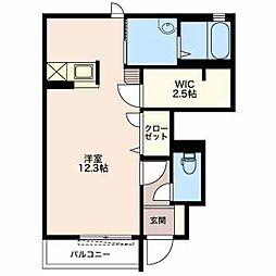 ルーチェB棟 ワンルームの間取図画像