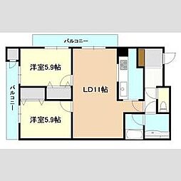 パークプラザ新光 2LDKの間取図画像