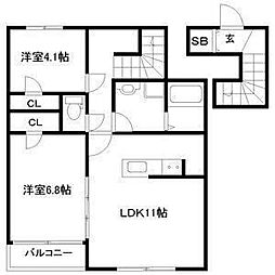 レジデンスシーマ2 2LDKの間取図画像