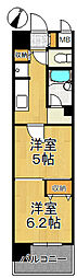 ヴィラ東中通 2Kの間取図画像