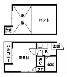 メルローズ大橋 1Kの間取図画像