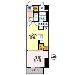 ヴェール同心 1LDKの間取図画像