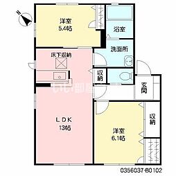 パディ沖代B 2LDKの間取図画像