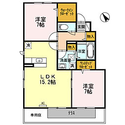 オークブレス2 2LDKの間取図画像