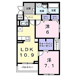 カーサ・ミキーオ桂 2LDKの間取図画像