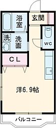 メゾンパフィオB ワンルームの間取図画像