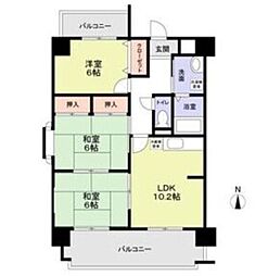 生野プラザ 3LDKの間取図画像