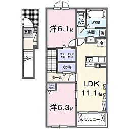 エミネント中里 2LDKの間取図画像