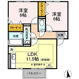 サザンスクエアC 2LDKの間取図画像