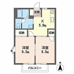 プラセオ一色D 1LDKの間取図画像