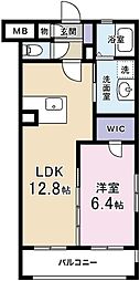グランドール立野 1LDKの間取図画像