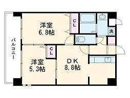 キュレスト熊大病院前 2DKの間取図画像