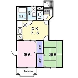 カーサマリィ1 2DKの間取図画像