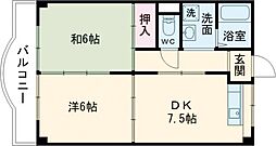 ハイツハッピィバリー 2DKの間取図画像