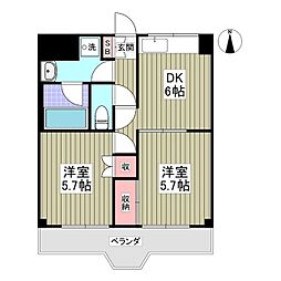 アザレヤマンション 2DKの間取図画像
