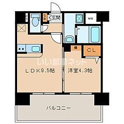 三島マンション博多駅東 1LDKの間取図画像