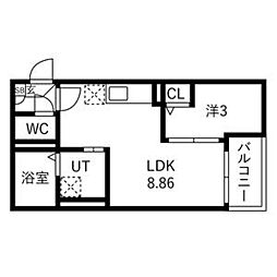 Jack higashimatsuyamaII 1LDKの間取図画像