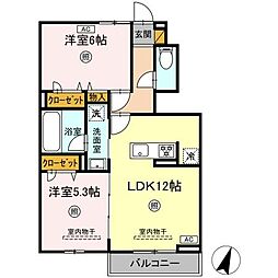 ヒルズ平泉 C 2LDKの間取図画像