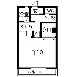 OMビル 1Kの間取図画像