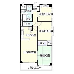エルコート・二の森 3LDKの間取図画像