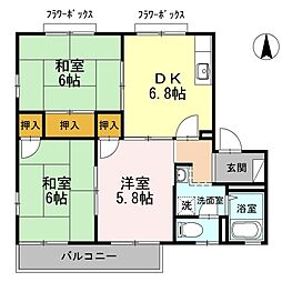ドエル鴨生田B 3DKの間取図画像