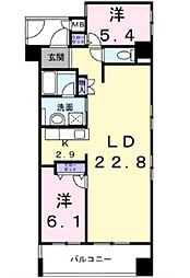 ダイアパレス香里園プライムスクエア 2LDKの間取図画像