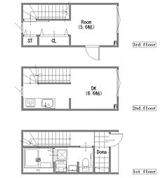 越谷市蒲生南町アパート 1DKの間取図画像