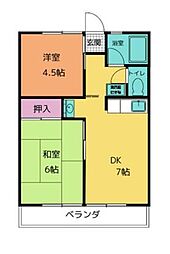 シティハイムスズキ 2DKの間取図画像