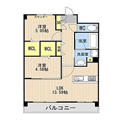 LIBTH光の森II 2LDKの間取図画像