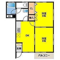 ベエルドゥミュール 2DKの間取図画像