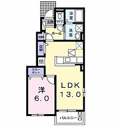 カーサ・フェリーチェ 1LDKの間取図画像