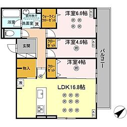 サクレ愛宕 3LDKの間取図画像
