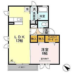 ファミーユ侑早乃 1LDKの間取図画像