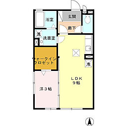 ルミエールユウ 1LDKの間取図画像