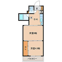 シャングリラ大和町 2DKの間取図画像