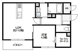 ラニカイ 1LDKの間取図画像
