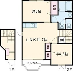 シャンリバーレ 2LDKの間取図画像