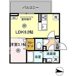 エスト・プラージュ 1LDKの間取図画像