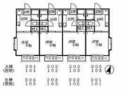 ドエルエンジェルB棟 1DKの間取図画像