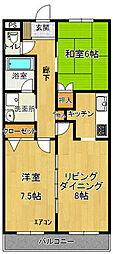 タウンコート駅南 2LDKの間取図画像
