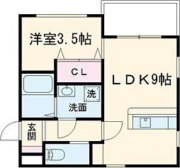 朝風のノーブル 1LDKの間取図画像