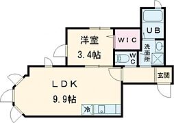ローズコートC 1LDKの間取図画像
