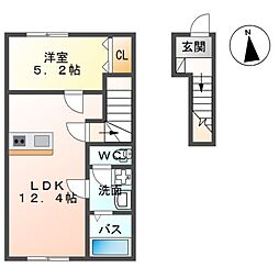 仮)白河中山下アパートB 1LDKの間取図画像