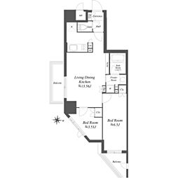 アイフラット文京本駒込 2LDKの間取図画像